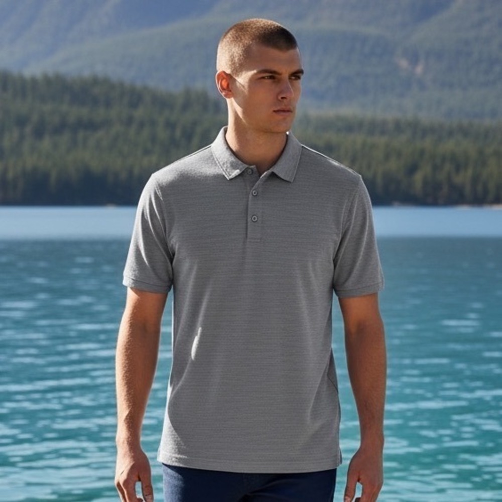 Lululemon Evolution Polo Shirt Mens XXL Grey Micro Stripe Short Sleeve Golf Top